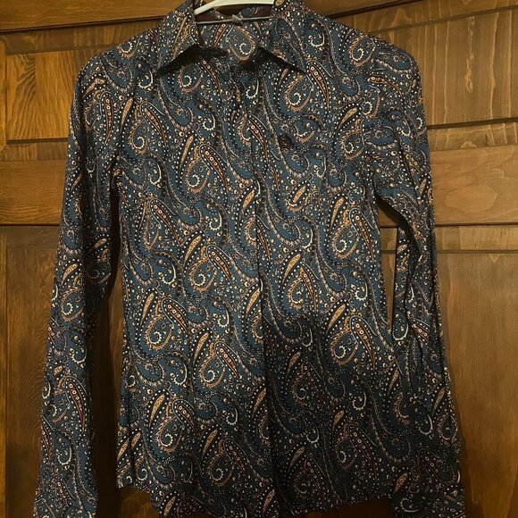 Cinch button up long sleeve Fun paisley pattern! - Picture 1 of 3